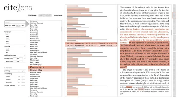 Figure 2: ‘Contextualize’ view (citations in context)
