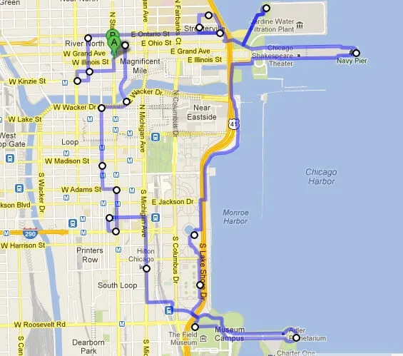 A map of the walk in Chicago