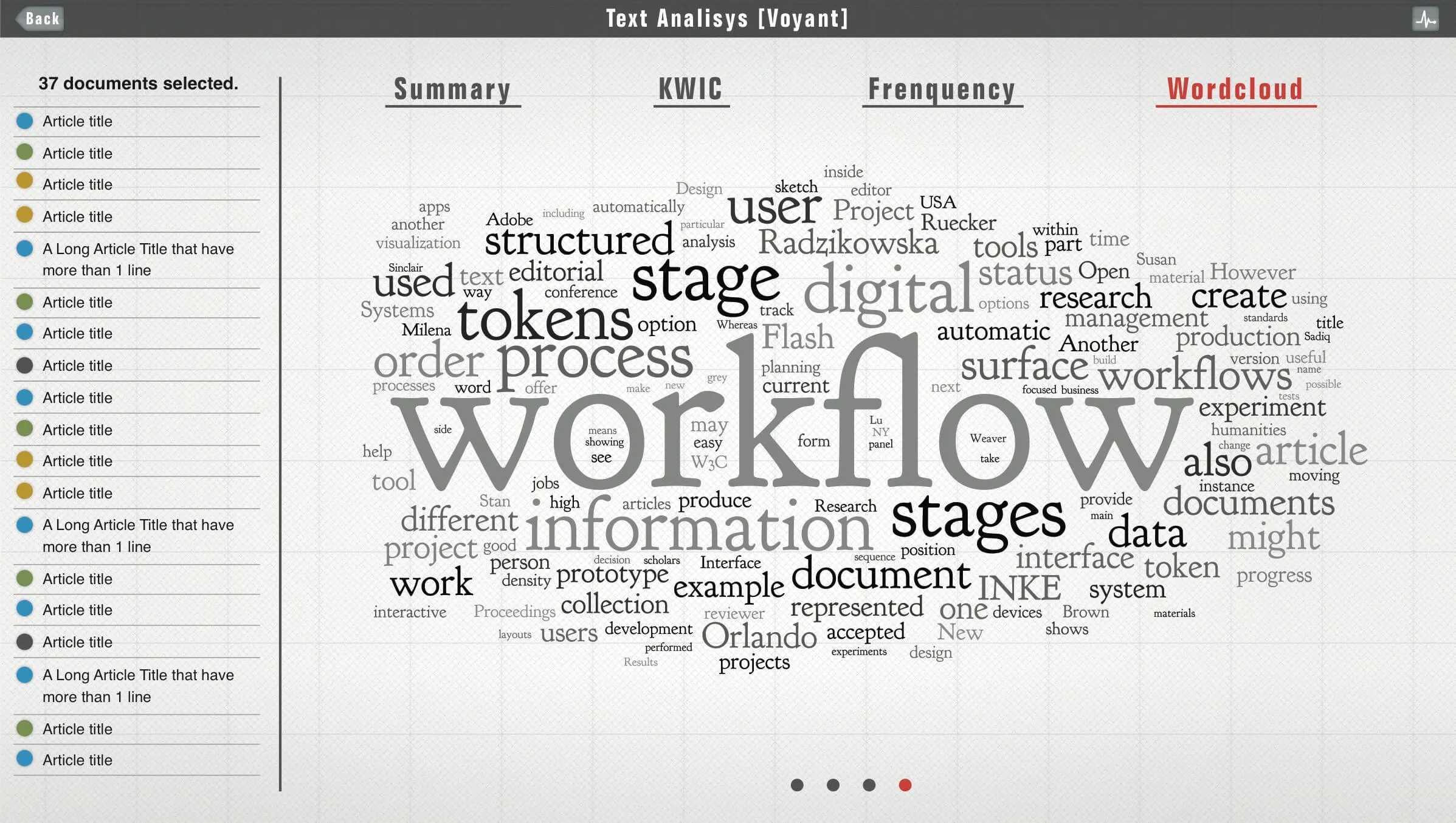 Figure 3: Connection between Voyant and workflows could help users identify issues during the editorial process.